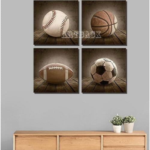 Baseball football icon 5d diy diamond painting full square / round drill diamond embroidery mosaic wall decorative art painting