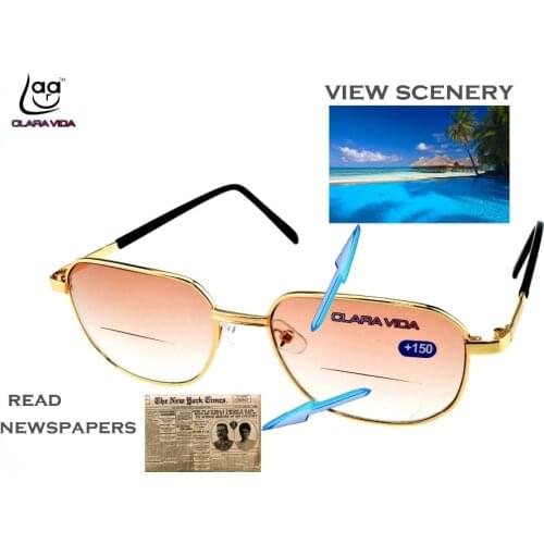 =CLARA VIDA= TWO pairs full rim bifocal Brown lens At near or far men women reading glasses+1.0 +1.5 +2.0 +2.5 +3.0 +3.5 +4.0