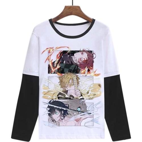 Demon Slayer Kamado Nezuko Cosplay T Shirt Kamado Tanjirou Agatsuma Zenitsu Men/Women Spring Autumn Long Sleeve T-shirt Top Tee