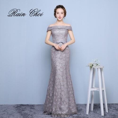 Mermaid Long Formal Party Gowns Silver Navy Blue Burgundy Evening Dresses