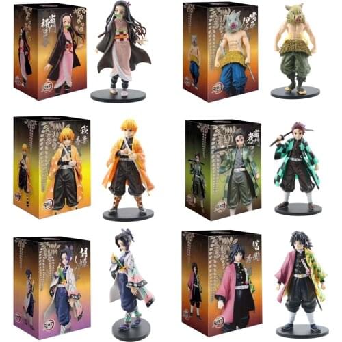 Anime 16cm Demon Slayer Action Figure Nezuko Zenitsu Tanjirou Giyuu Shinobu Inosuke Figure PVC Model Toys free shipping