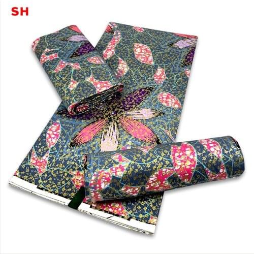 Grand Pink printed cotton fabric Nigeria wax for wedding dresses H210802