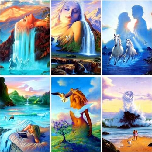 HUACAN 5D Diamond Painting Portrait Landscape Full Square Drill Embroidery Handcraft Art Kits Picture Lover Gift