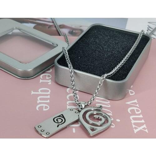 Konoha Ninja Pendant Necklace Japanese Anime Accessories Cosplay Akatsuki Itachi Cartoon Titanium Jewelry Mens Chain Wholesale