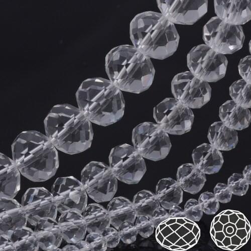 OlingArt 3/4/6/8/10mm Round Glass Beads Rondelle Austria faceted crystal Lake Transparent color Loose bead DIY Jewelry Making