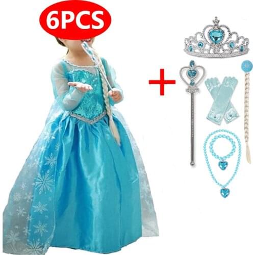 Lace Anna Elsa Dress Summer Party Princess Costume Wedding Ceremony Flower Girls Clothes Children Birthday Role-Play Dress up