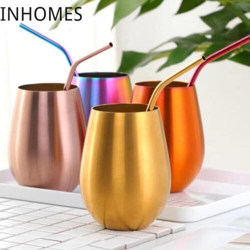 500ml Stainless Steel Yerba Mate Cup Beer Wine Tumbler Portable Outdoor Travel Coffee Cocktail Drinking Metal Mugs With Straw
