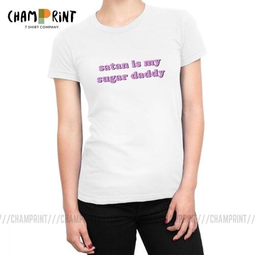 Summer Fashion Tops Tees Satan Is My Sugar Daddy Tumblr Aesthetic Kawaii Tshirt Women T-shirts 2019 Clothing Female