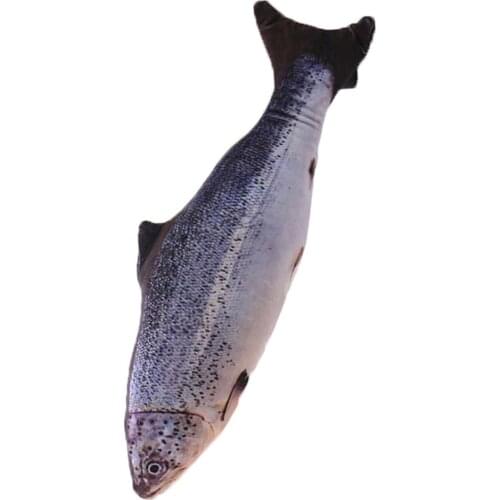 Hot Creative 3D Fish Shape Kattens peelgoed Gift Cat Mint Fish Filled Pillow Doll Salmon Fish Play Pet Toy Fast Shipping