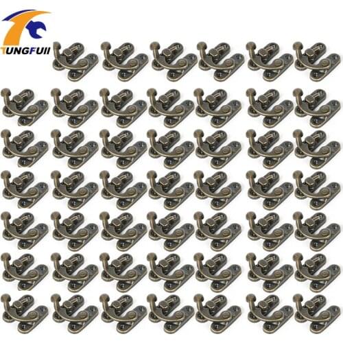 Metal Hook Box Latches Clasp Box Lock Purse Lock Antique Bronze 4 Holes 27*23mm Fast Shipping 50 Sets