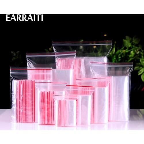 100 Pcs Mini Plastic Ziplock Bags Jewelry Zipper Zip Lock Plastic Bags For Food Packaging Thick Clear Dustproof Storage Bag