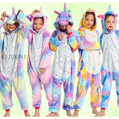 2021 Newest Kids Pajamas Winter Unicorn Pajama For Children Animal Cartoon Blanket Baby Costume Winter Boys Girls Licorne Onesie