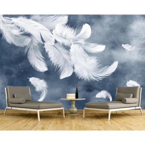 Beibehang papier peint Custom Nordic style modern minimalist white feather TV background wallpaper wall papers home decor