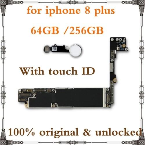 Original 64GB 256GB IOS Logic board for iphone 8 plus with / without fingerprint Unlocked mainboard for iphone 8plus Motherboard