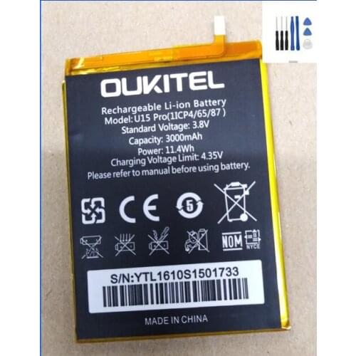 Original oukitel U15 pro Battery 3000mAh 3.8V for Oukitel U15 Pro MT6753 Octa Core Mobile Phone