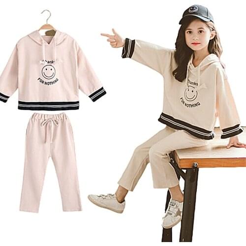 Autumn 2020 Kids Girls Clothes Set Hooded Sweatshirt & Wide leg pants 10 12 Yrs 2Pcs Suits Teenage Tracksuits Children Clothing
