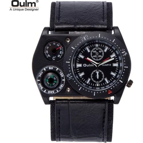Oulm 4094 Presidential Chinese Men Timepiece Superior Genuine Leather Band Square Chrono Character Casual Relogio Musculino