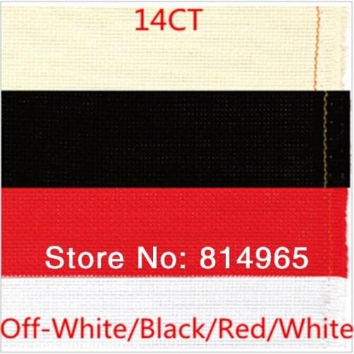 Popular 14 CT Aida Cloth White/Black/Red/Off-White Cross Stitch Fabric Size:150X50cm Free Shipping