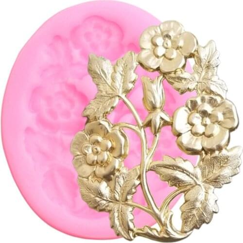 3D Craft Flower Relief Silicone Molds Cupcake Topper Fondant Cake Decorating Tools Polymer Clay Candy Chocolate Gumpaste Moulds