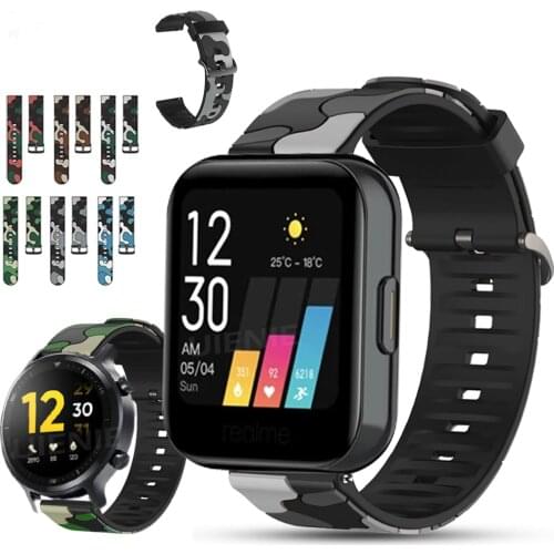 20mm 22mm Camouflage Silicone Strap for Realme Watch S Sport Band for Realme Samsung Galaxy Watch3 watch band Replacement Correa