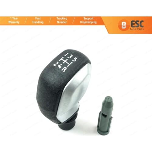 ESP980 Manual Gear 5-Speed Shift Stick Knob Styling Head Matt Silver Chrome Black with Adapter 96738471VV For Peugeot Citroen