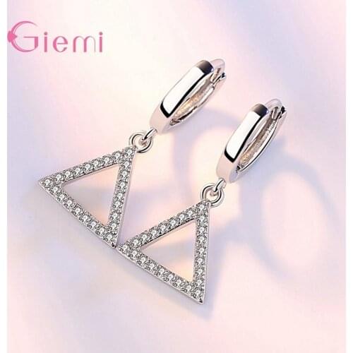 Geometric Hollow 925 Sterling Silver Triangle Drop Earring for Women Girl Earring Jewelry Brincos Oorbellen Ornaments