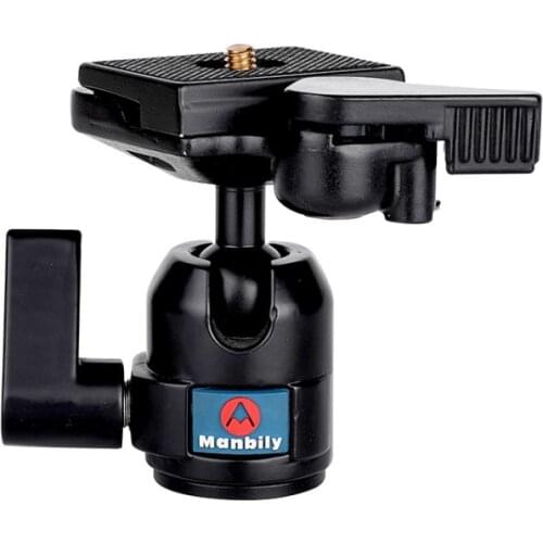 Manbily M-10 Tripod Monopod Ballhead Fit Manfrotto 200PL-14 Quick Release Plate Flexible Mount Camera DSLR Adapter 1/4 3/8 Screw