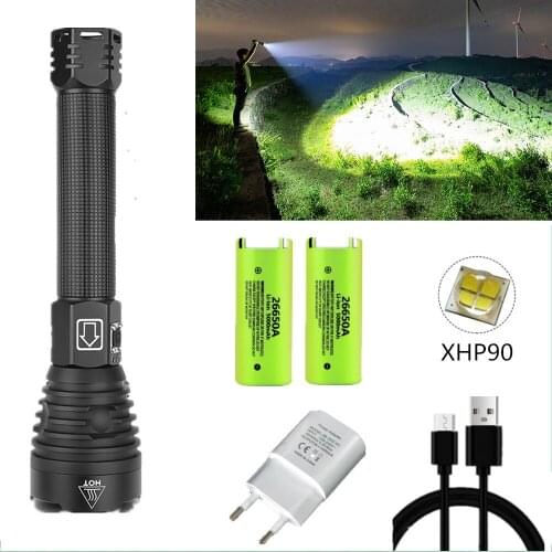 XHP90.2 super bright powerful LED Flashlight Zoomable Zoom Tactical torch 3 Mode Waterproof USB Rechargable for Night Lighting