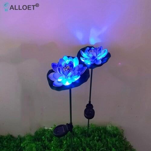 2pcs LED Solar Light Artificial Lotus Simulation Flower Outdoor Waterproof Garden Lawn Stakes Lamps Home Courtyard Decoration
