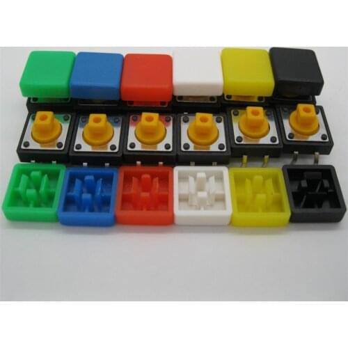 120PCS B3F-4055 Tactile Touch Push Button Switch Momentary 12*12*7.3MM tact Micro switch button + (120PCS 6 colors Tact Cap)