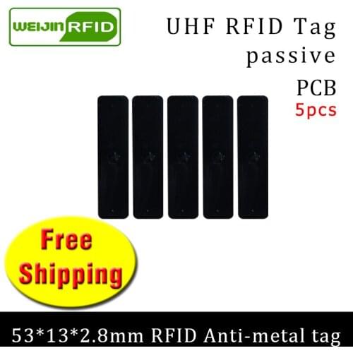 UHF RFID metal tag 915mhz 868mhz Alien Higgs3 EPC 5pcs free shipping 53*13*2.8mm small rectangle PCB smart passive RFID tags