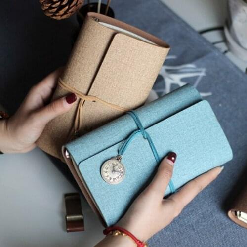 A6 Loose-Leaf Tri-fold Travel Handbook Pu Leather Notebook Stationery Notepad Multi-Purpose Scrapbook Convenient 7 Color P9YA
