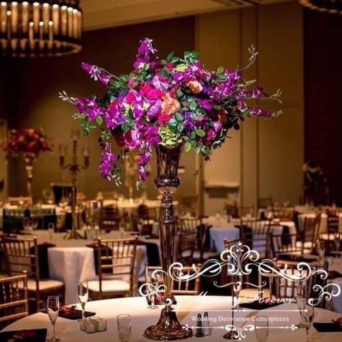 Wholesale Vase for Centerpiece Wedding Decoration Gold Trumpet Flower Vase 38.6 Inch Tall Floral Stand