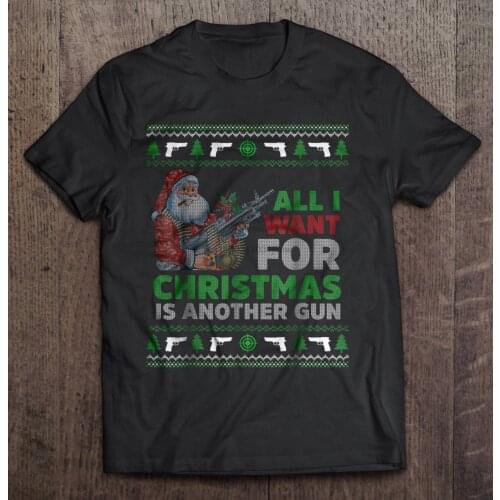 Men Funny T Shirt Fashion tshirt All I Want For Christmas Is Another Gun Funny Santa With Gun Women t-shirt