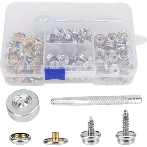 Boat Cover Snap Button Metal Screws Snaps Fastener Kit for Canvas and Upholstery Stainless Steel 120-Pieces Marine Grade