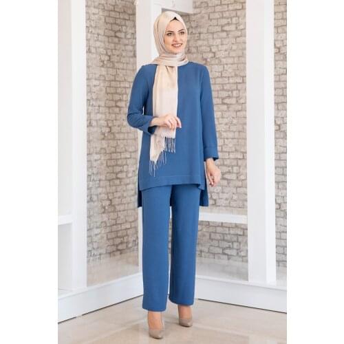 Indigo color two pieces women dress. Elegant and quality dress. Muslim dress. New season fashion. Made in Turkey. Kaftan. Caftan
