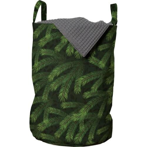 Winter Laundry Basket Fir Pine Branches Trees Coniferous Organizer for Clothes Underwear Socks Toys Wash Bag & Home Storage
