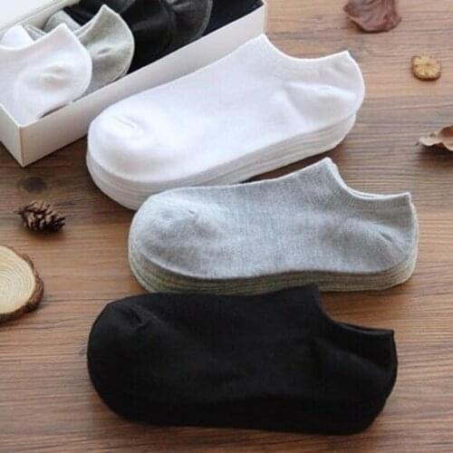 1/5/10Pairs Men Socks Breathable Sports socks Solid Color Boat socks Comfortable Cotton Ankle Socks White Black