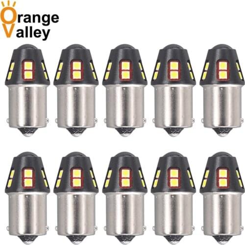 10Pcs P21W 1156 BA15S LED Bulbs Car Lights Turn Signal Reverse Brake Light R5W 3030 LEDs 12 SMD Automobiles Lamp DRL