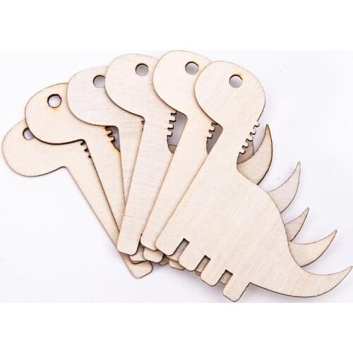 100pcs 60mm Natural Unfinished Wood Dinosaur Tags Chips Slices Embellishments DIY Crafts For Birthday Party Ornaments Decoration