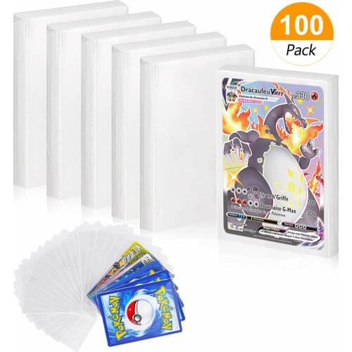 100pcs Standard Pokemon Card Sleeves Transparent Protector Cards Games VMAX Yugioh Pokémon Magic Case Holder Folder Kid Toy Gift