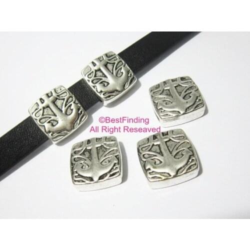 10x2mm Flat leather findings Anchor symbol leather slider -FF26