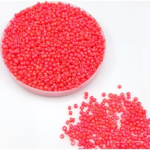 16g 1000X 2mm 12/0 Orange Red Neon Color Opaque Round Loose Spacer Bead Cezch Glass Seed Beads Handmade Jewelry DIY Garment Bead