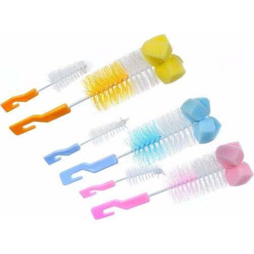 2018 Baby products bottles Nipple Milk Bottle Cup 360 Degree Sponge Cleaner and Pacifier Brush 2-piece biberon color radom