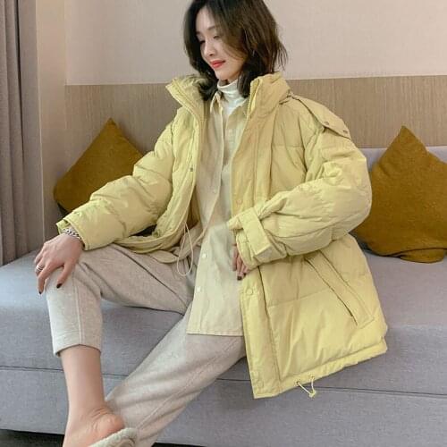 2021 Winter New White Duck Down Jacket Women Solid Down Hooded Coat Female Thick Warm Short Parka Female Loose Puffer Jackets