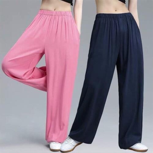 2020 Summer Women And Men Long Pants Casual Loose Comfortable Pants Kungfu Pants Solid Pocket Trousers Plus Size M-7XL