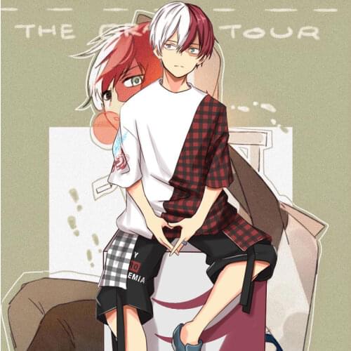 Anime My Hero Academia Shoto Todoroki Cosplay Costume T-shirt and Shorts Pants Summer Red White T-shirt Girls Boys Kids Clothing