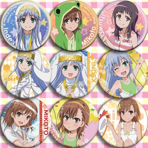 Brdwn Toaru Majutsu no Index Misaka Mikoto Shirai Kuroko Kamijou Touma Accelerator Kongou Mitsuko Cosplay Badge #CDE
