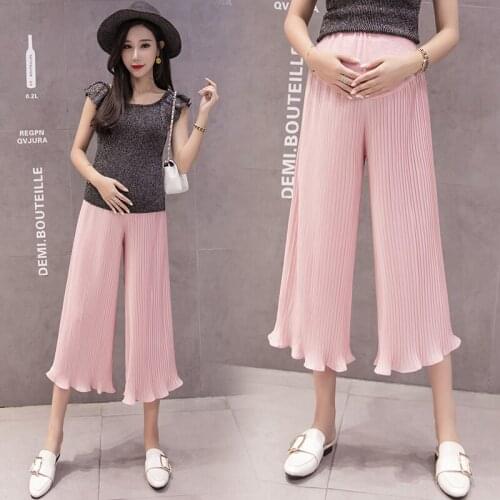 Pregnant Women Pants 2020 Maternity Pants 100 Pleats Wide Leg Pants Summer New Style Loose