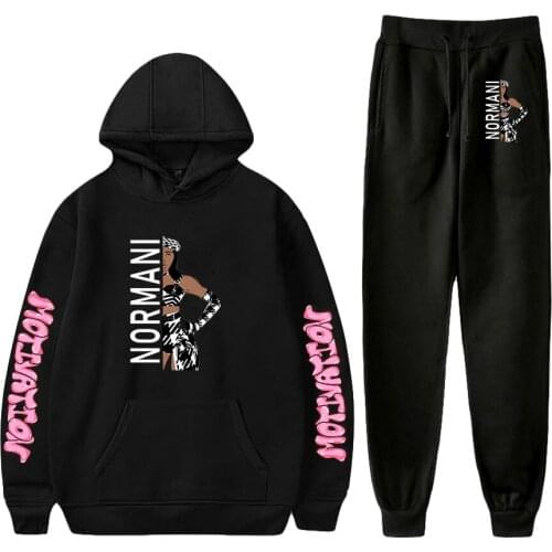 Normani Print Fall Suit Hoodies Hooded Ankle Banded Pant Two Piece Set Street clothes the hoodies+pants